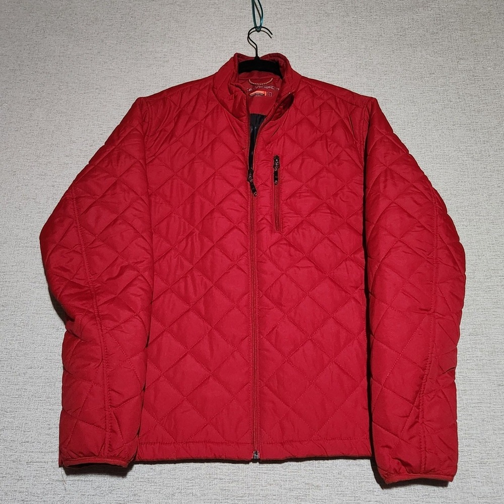 Hawke & Co Quilted Puffer Jacket Mens Large Red Performance Full Zip HKP2492